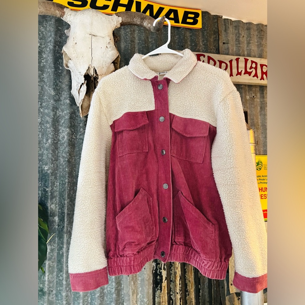 Corduroy Cranberry Sherpa Jacket